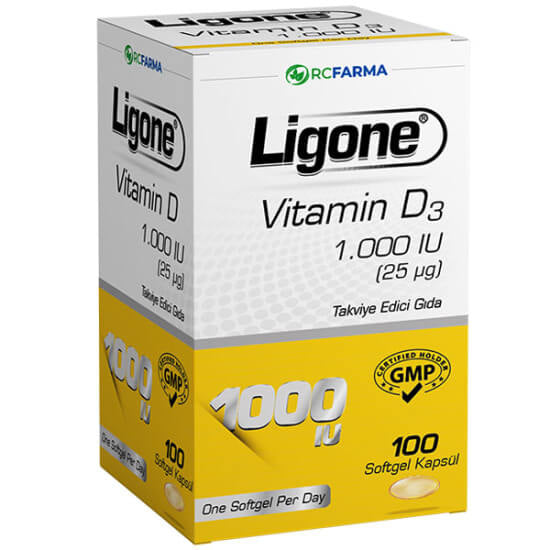 Ligone Vitamin D3 1000 IU Daily Immune Support 100 Softgels