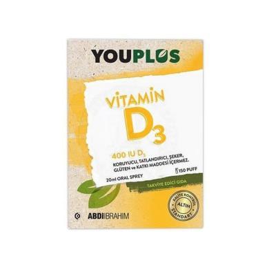 Youplus Vitamin D3 400IU Oral Spray for Kids - Supports Bone Health & Easy to Administer, 20ml