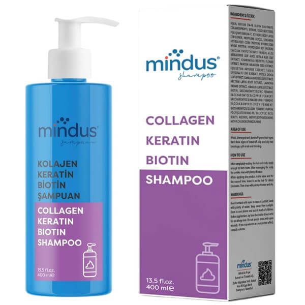 Mindus Collagen & Keratin & Biotin Shampoo for Hair Strength 400 ml