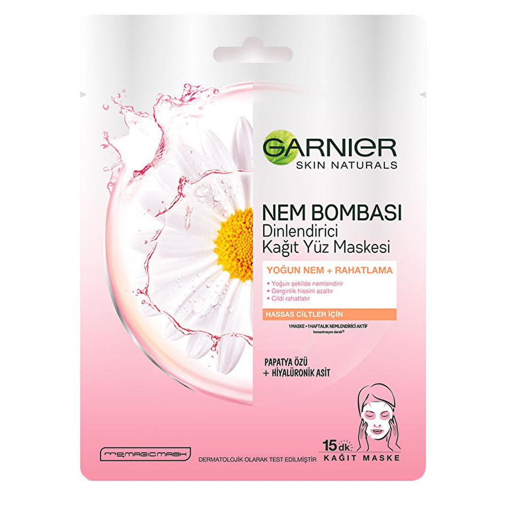 Garnier Chamomile Sheet Mask - Hydrating, Soothing & Relaxing Face Mask for Sensitive Skin