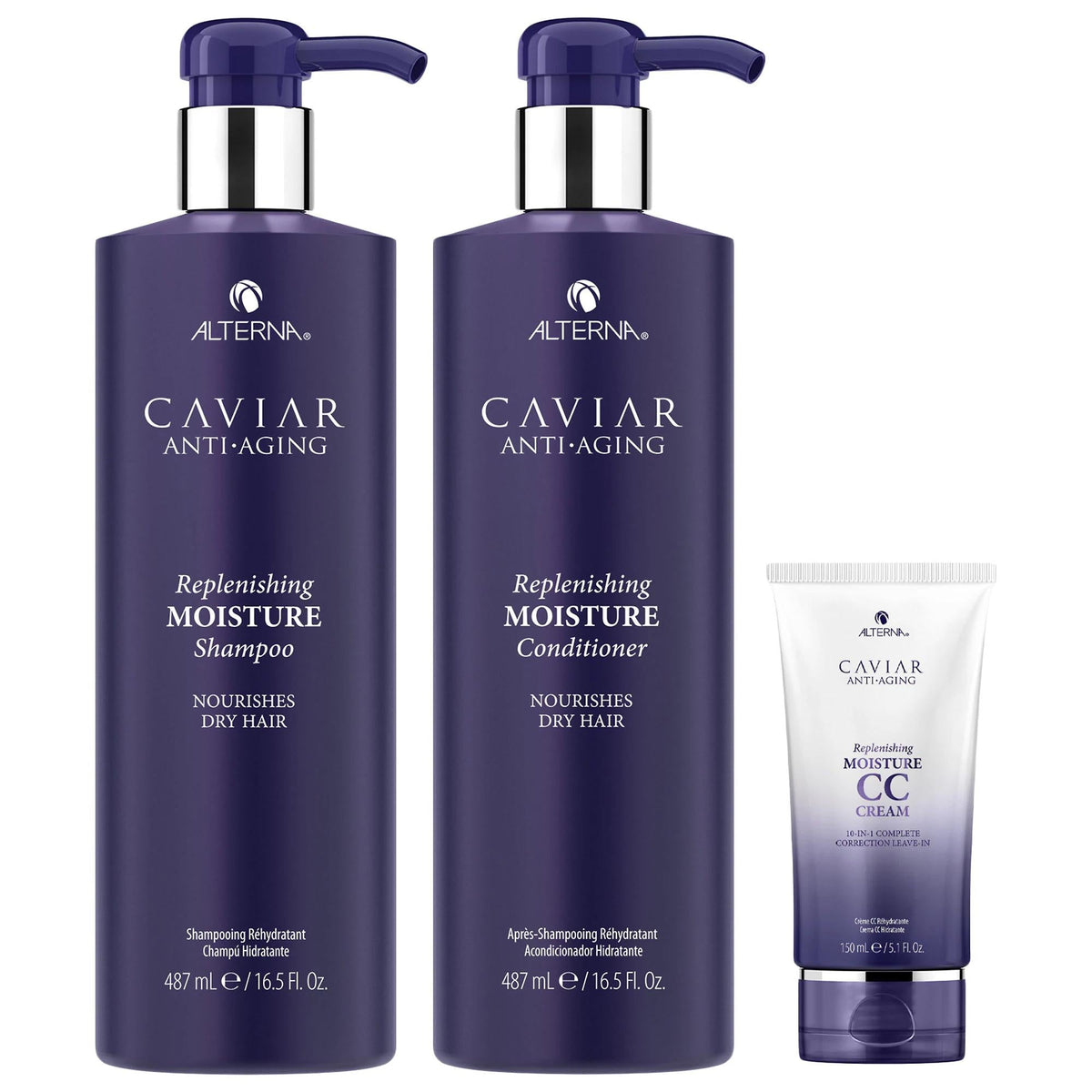 Alterna Replenishing Moisture Hair Care Set: Anti-Aging, Hydration & Shine - Sulfate-Free, Caviar Extract, & Thermal Protection for Dry, Damaged Hair