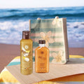 Monoi Luxurious Bath and Body Care Set with Exfoliating Shower Oil, Nourishing Hair and Body Oil, and Canvas Bag
