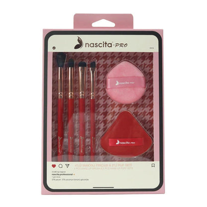 Nascita 4-Piece Makeup Brush & 2-Piece Puff Set 164