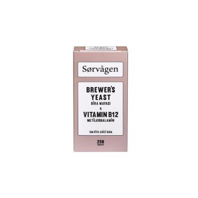Sorvagen Brewer's Yeast and Vitamin B12 Supplement - 250 Tablets, Gluten & Lactose Free, Supports Nutritional Health
