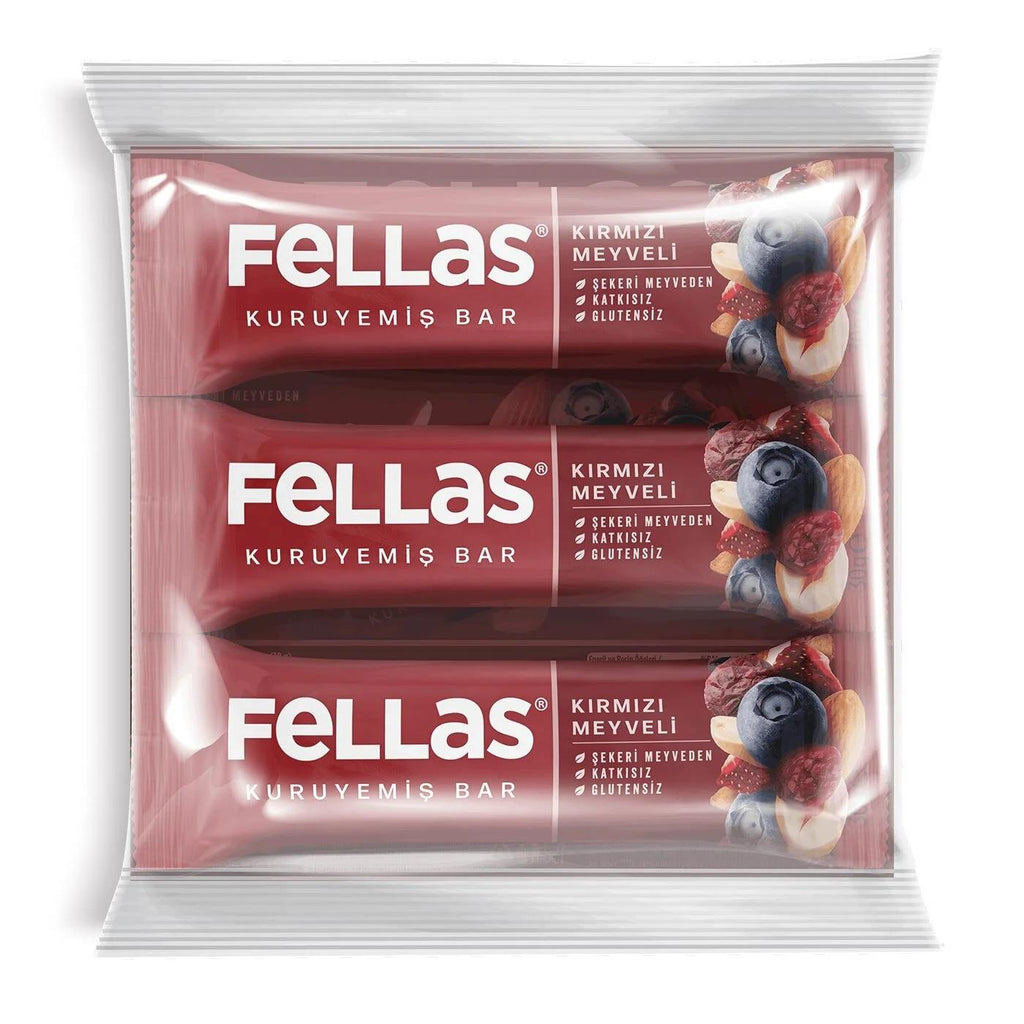 Fellas Red Fruit Nut Bar Gluten-Free Snack 3 x 30g