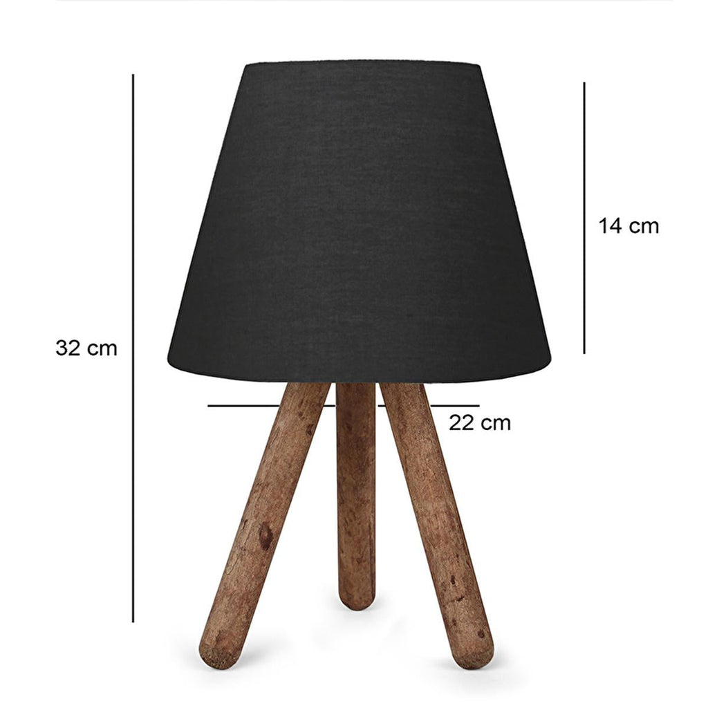 Homing Tasarım - Wooden Table Lamp with Fabric Shade, Energy-Efficient E27 Socket, Modern Home Decor
