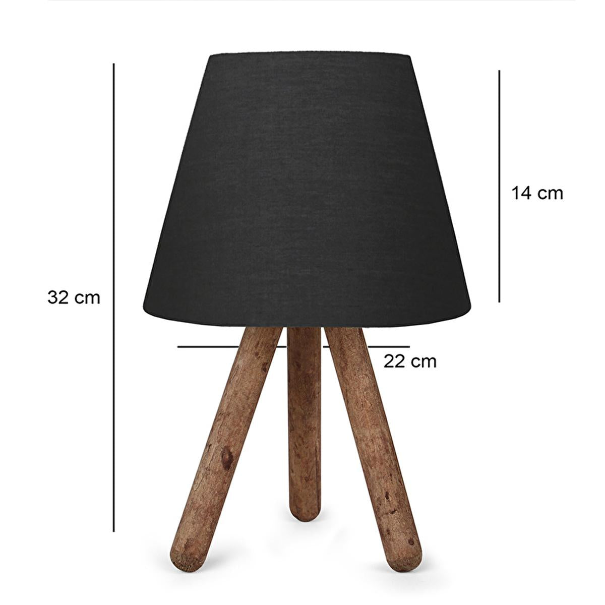 Homing Tasarım - Wooden Table Lamp with Fabric Shade, Energy-Efficient E27 Socket, Modern Home Decor