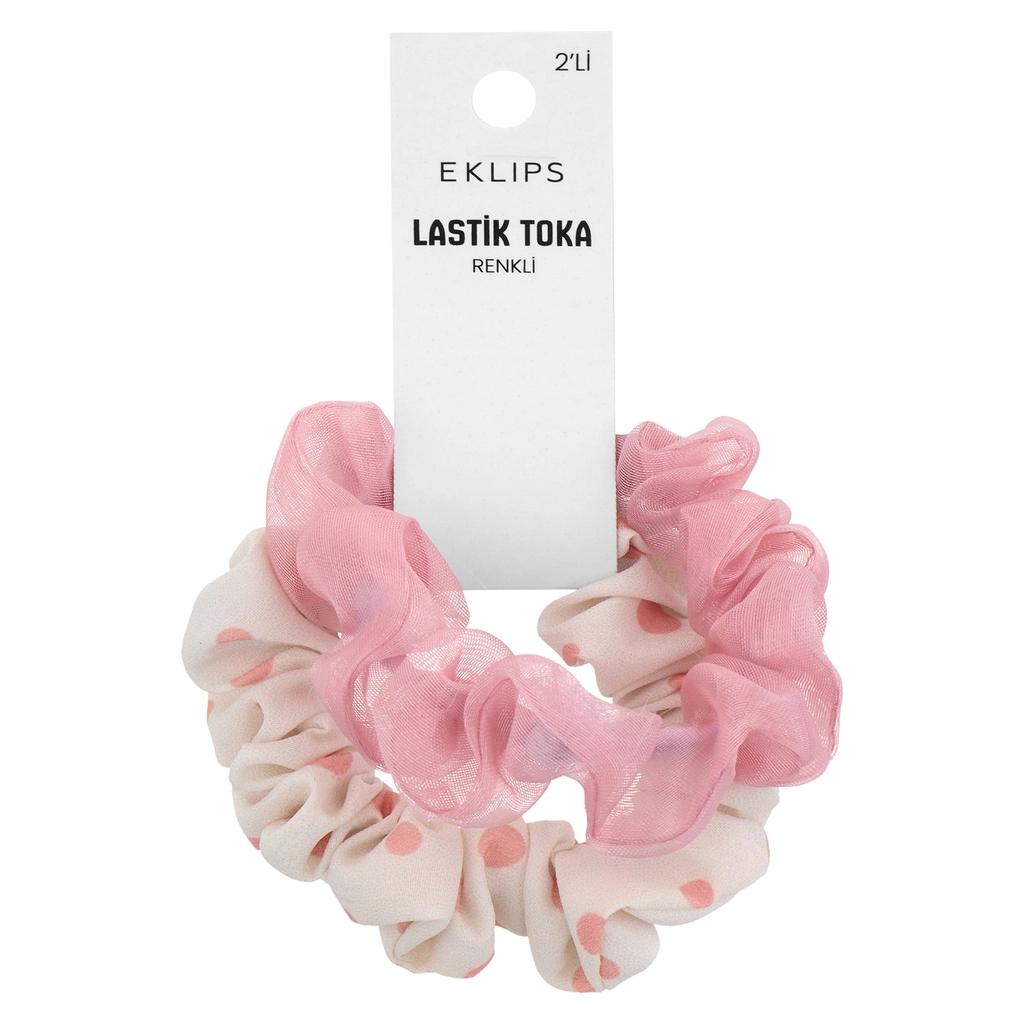 Eklips Pink Elastic Hair Ties for Gentle Hold 2-Pack