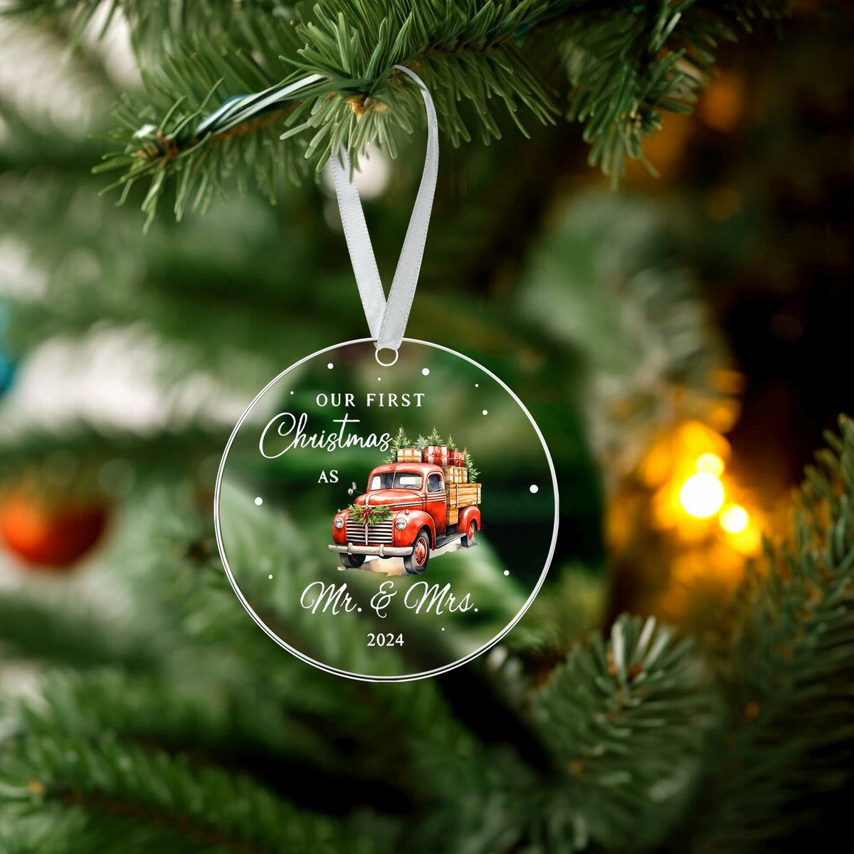 Mr & Mrs Gifts First Married Christmas Ornament 2024 Wedding Gift