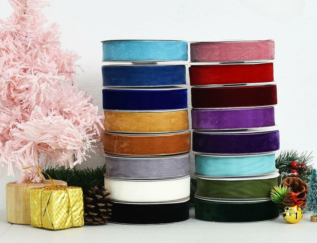 Abbaoww Velvet Ribbon 5/8 Inch Light Blue 25 Yards