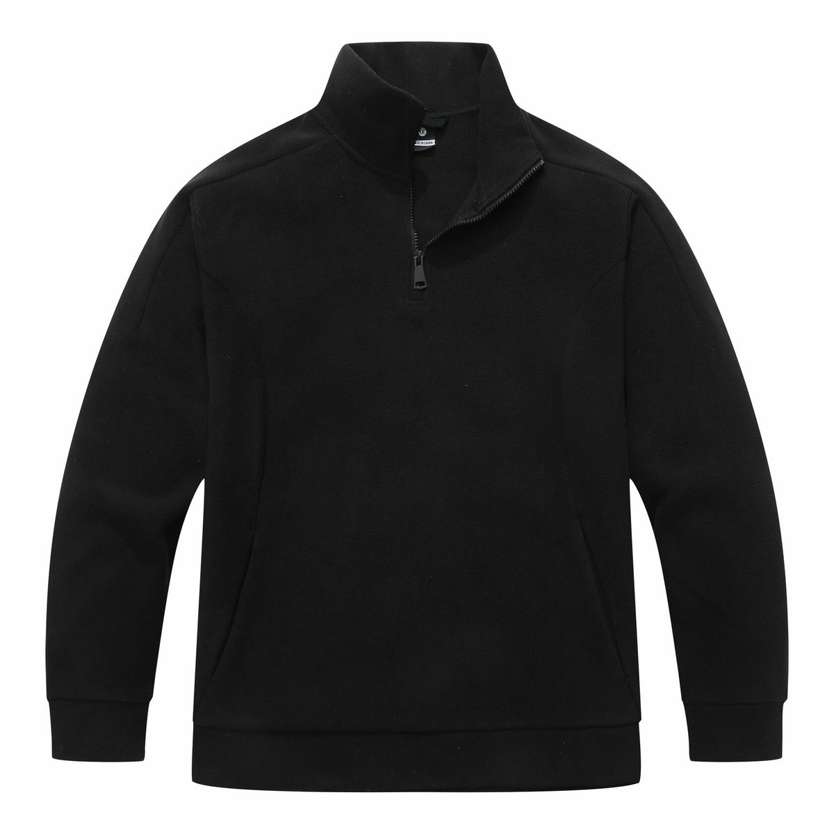 KAIDER Women's Plus Size Polar Fleece Pullover Jacket Black Quarter-Zip Long