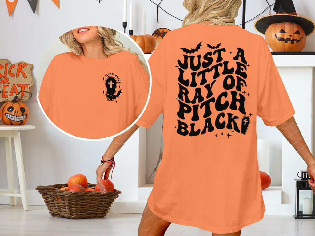 Just A Little Ray Pitch Black T-Shirt XL Oversized Goth Halloween Tee