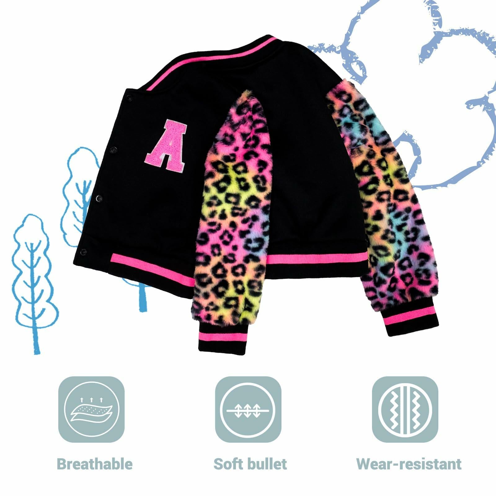 GMMDOMKID Kids Varsity Jacket Boys Girls Classic Baseball Coat - Size 8