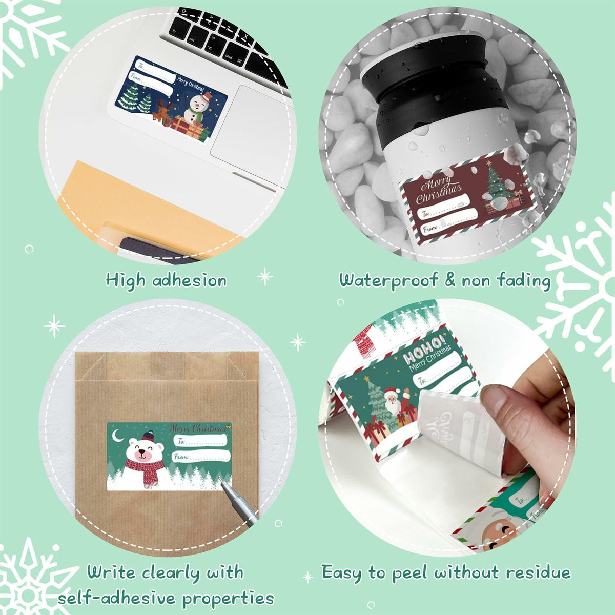 2 Pack Tags 1000PCS Present Labels 6 Classic Designs for Wrapping Paper