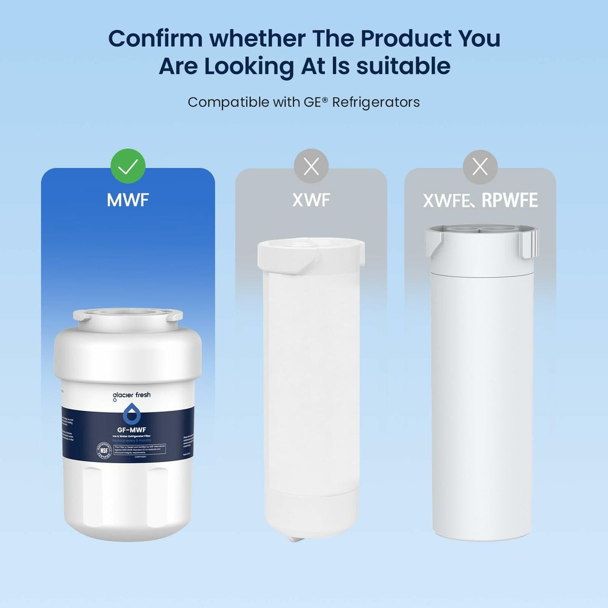 GLACIER FRESH MWF Refrigerator Water Filter SmartWater 1 Pack