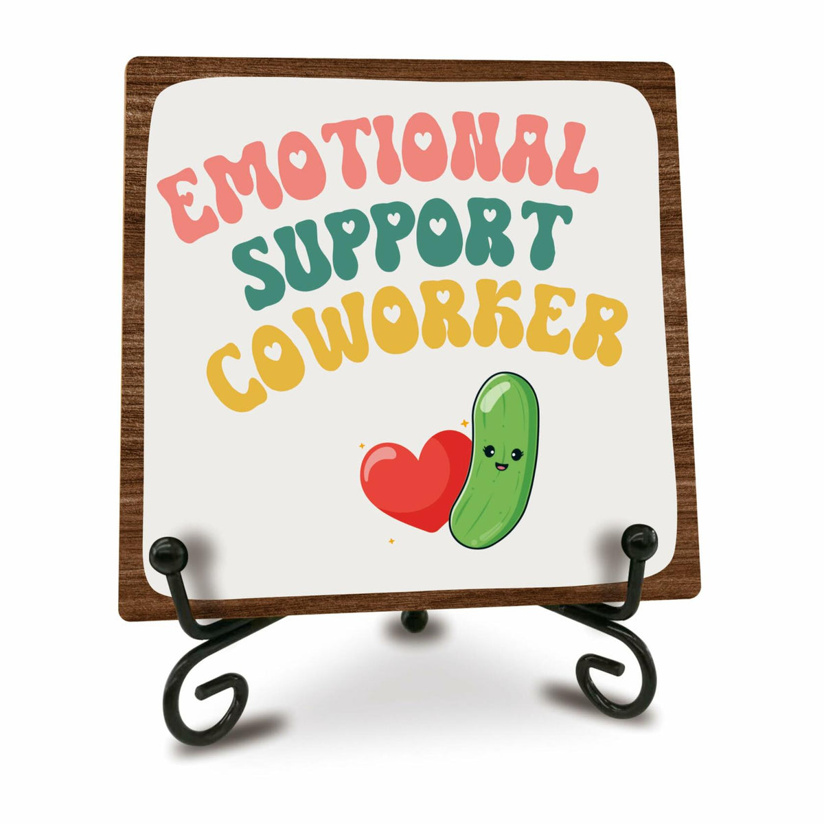 Emotional Support Coworker Wood Sign Plaque 5" with Metal Stand