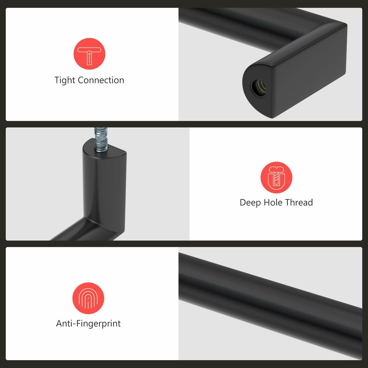 homdiy Cabinet Handles Matte Black 3.75in 96mm Hole Centers 10Pack
