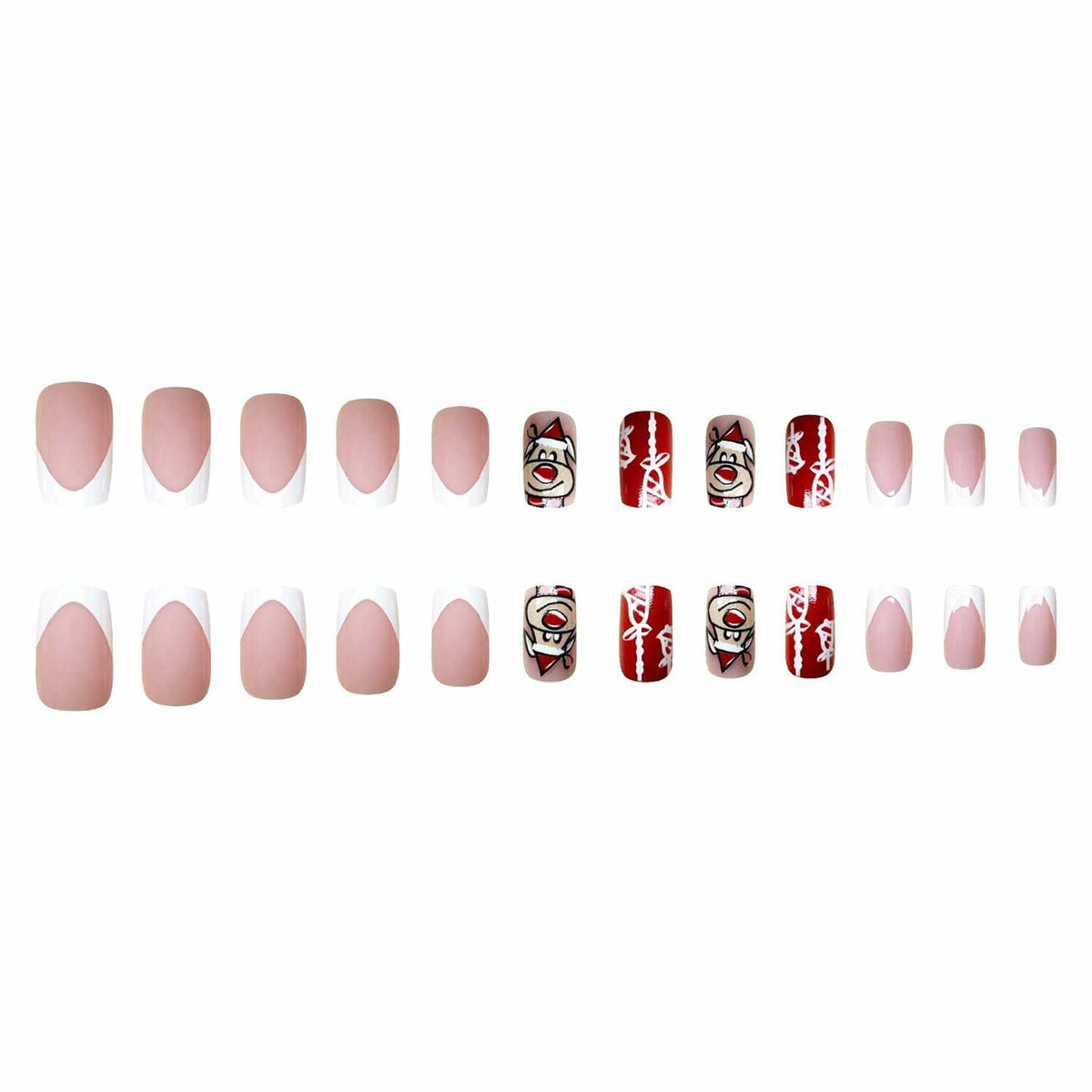 24 Pcs Christmas Press On Nails Medium Square Purple 5D Emboss Matte