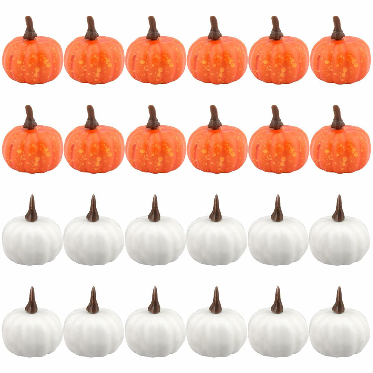 Reicyfang 24 Pcs Mini Artificial Pumpkin Decor Rustic Harvest Orange Set