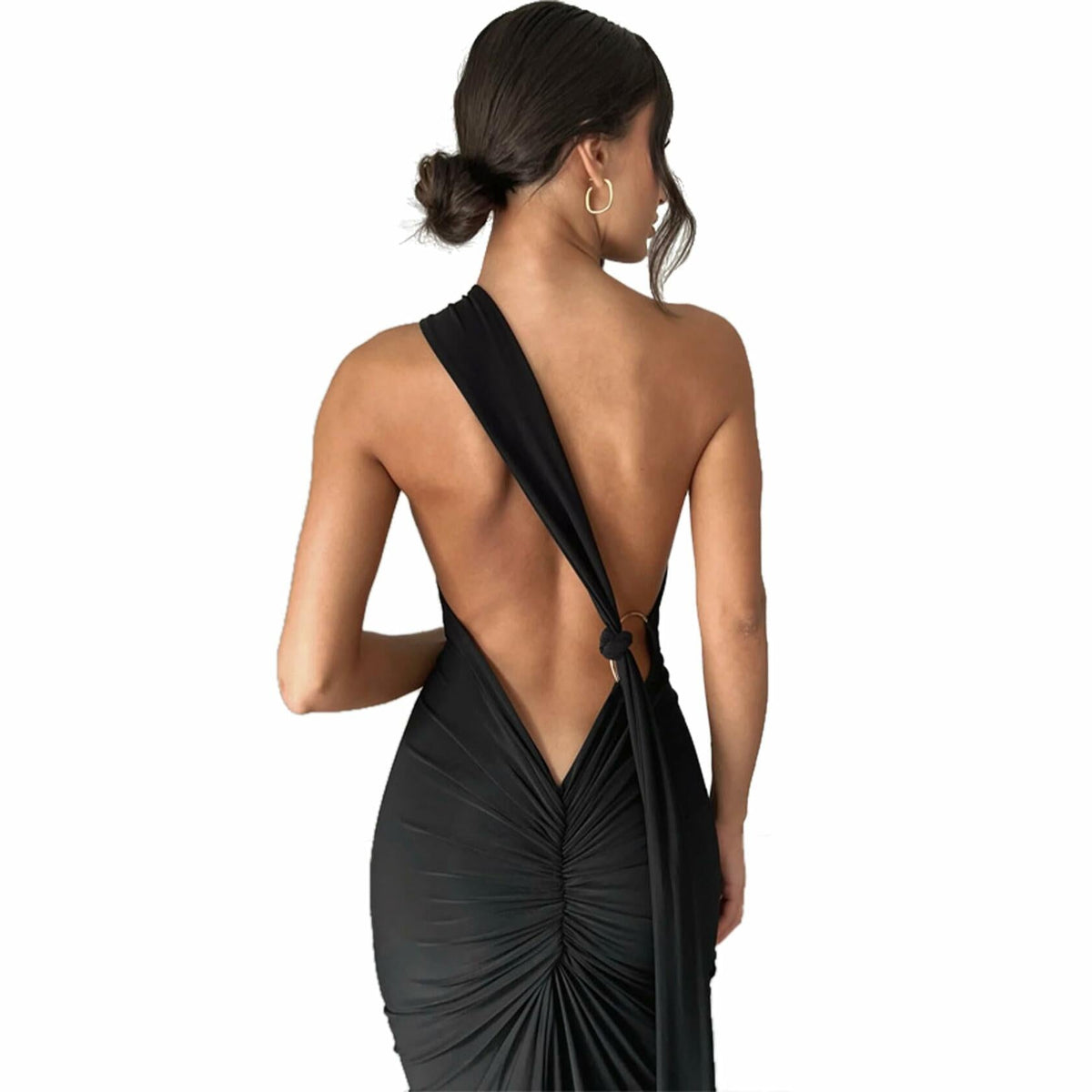 Women's Sexy Open Back Bodycon Maxi Dress Sleeveless Black Size S
