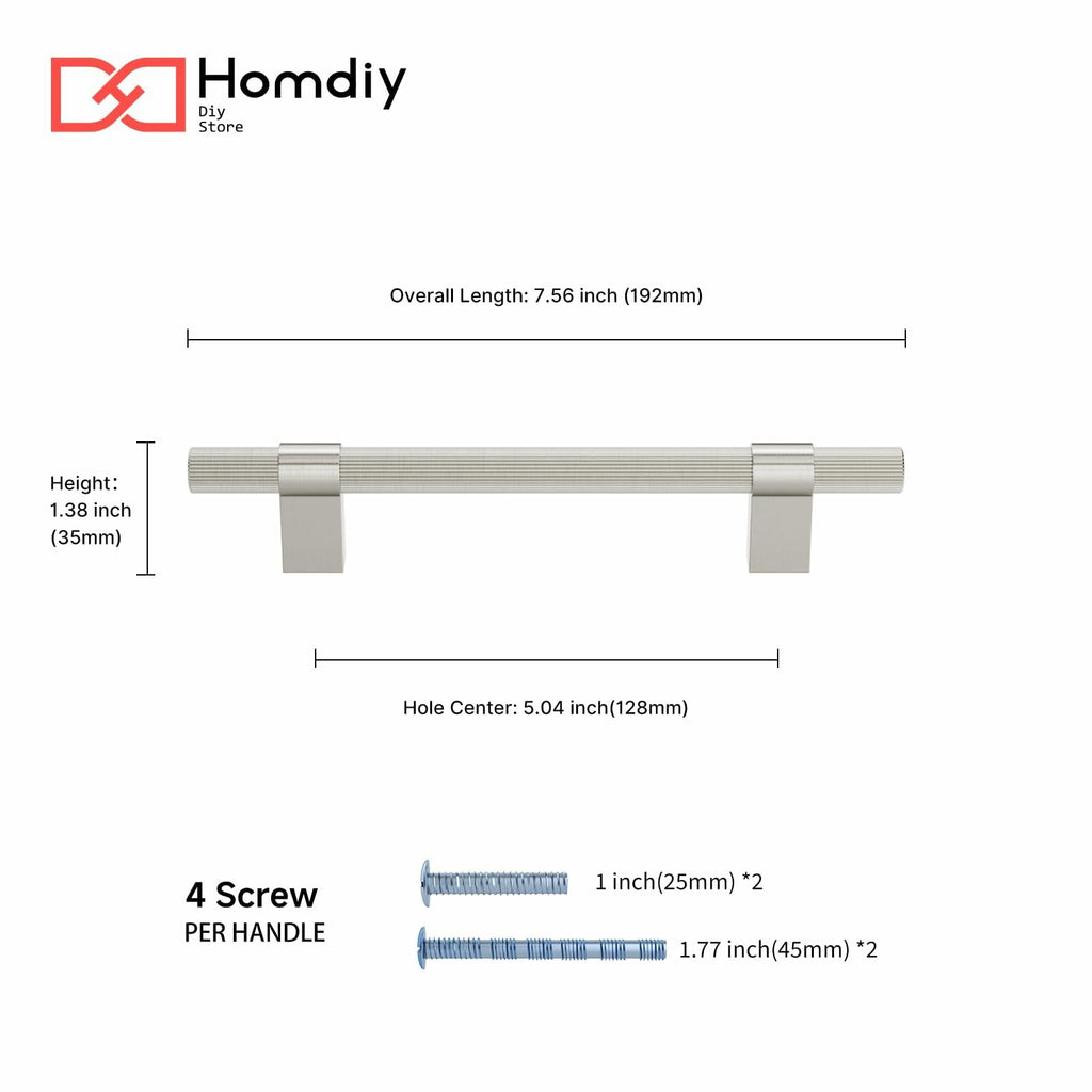 homdiy Brushed Nickel Cabinet Handles 76mm 15 Pack Silver Hardware Pulls