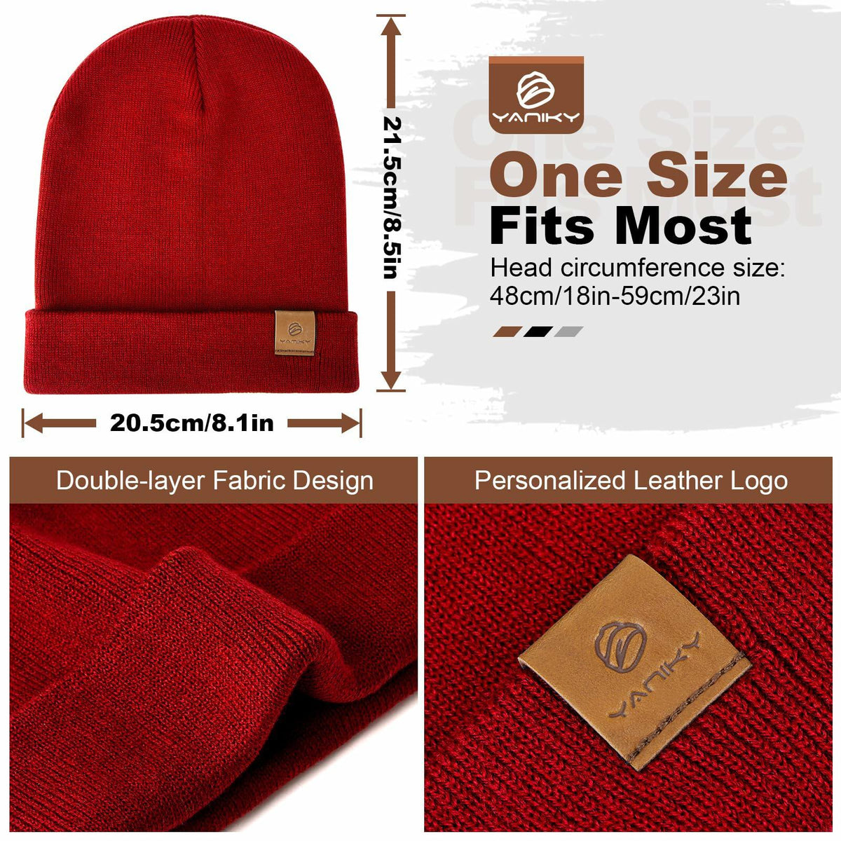 Beanies Cuffed Windproof Warm Knitted Hat Unisex White Size 1