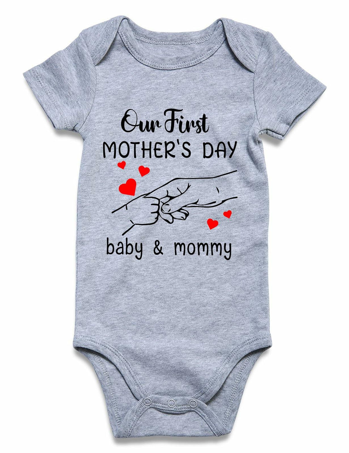 Funnycokid Baby Mother's Day Outfit Our First Mother's Day, Gray,  0-3 Months