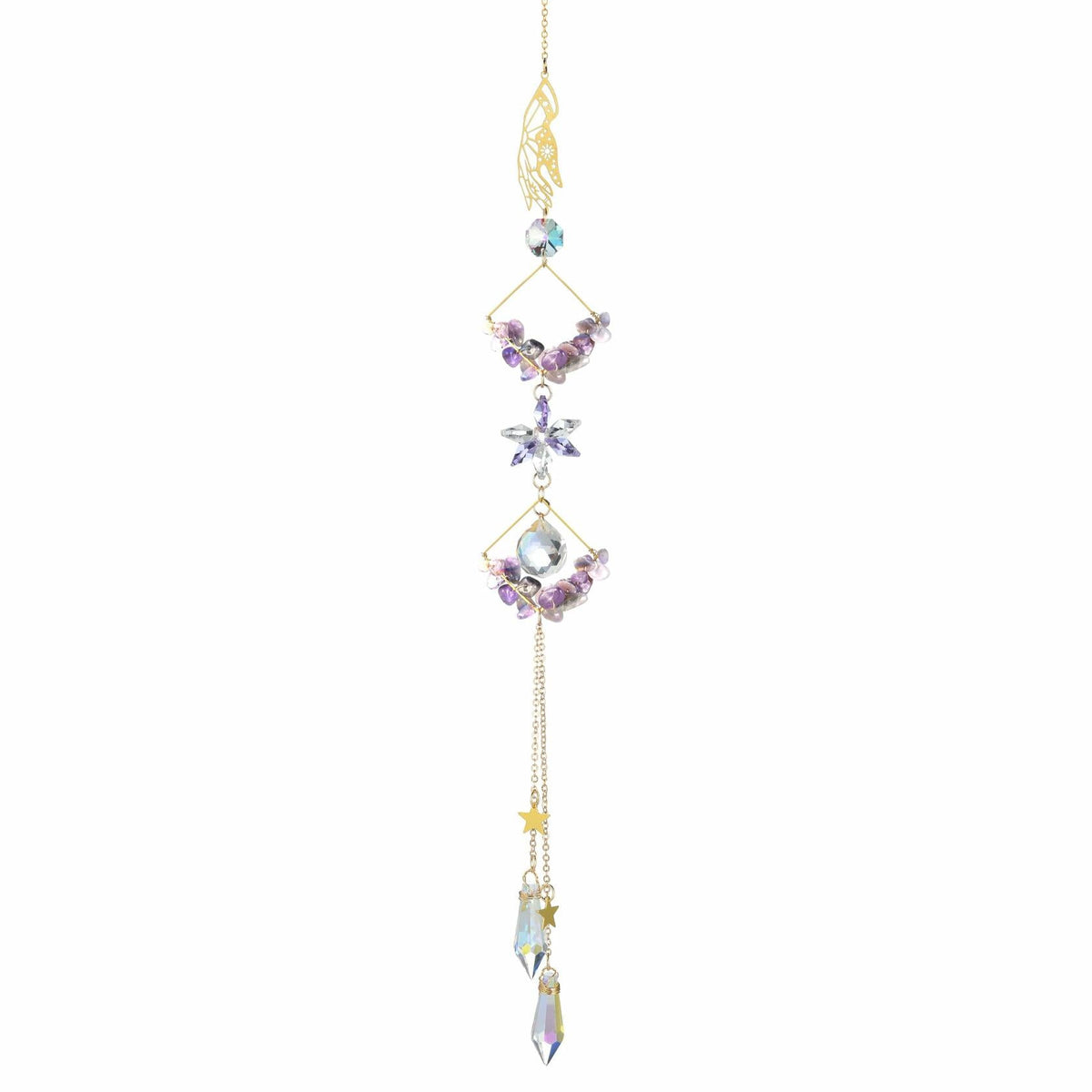 Venusorn Natural Crystal Flower Chains Purple - Window Décor Sun Catchers