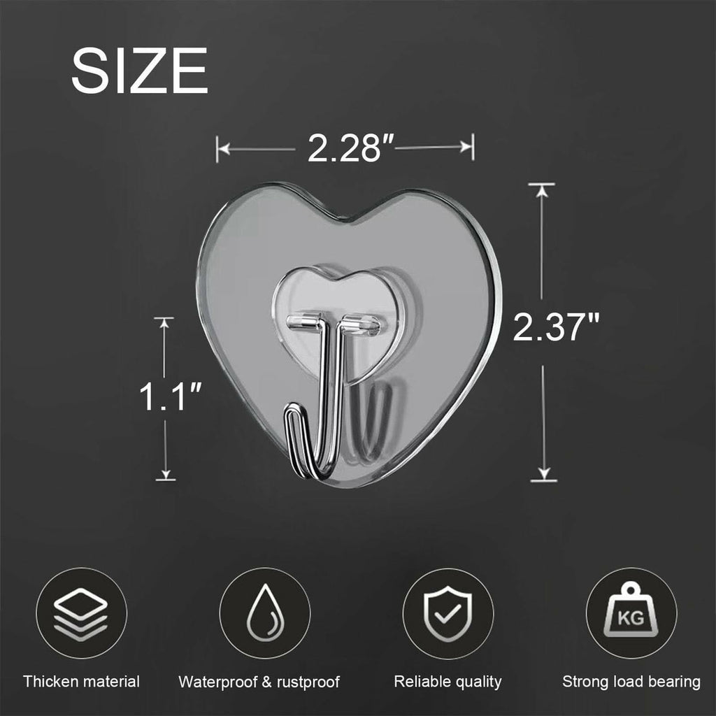 TocTen Adhesive Hooks 12 Pack Heavy Duty Clear Waterproof 30lb Max Load