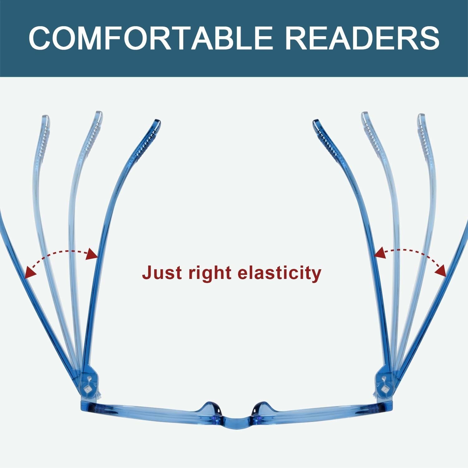Oversized Reading Glasses Metalless Screwless Spring Hinges Women 6-Pack +2.50