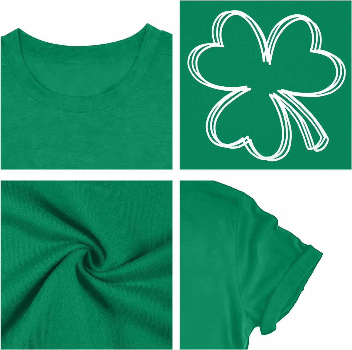 Plus Size St. Patrick's Day Lucky Shamrock Tee Shirt Women Green XL
