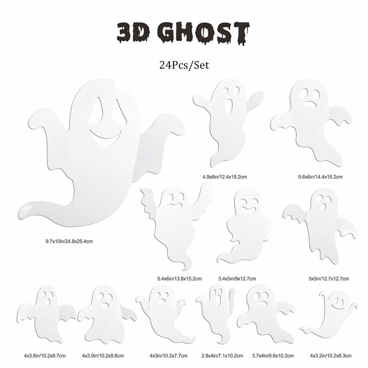 Halloween Decorations 3D Ghost Wall Sticker Decal Home Room Window Decor