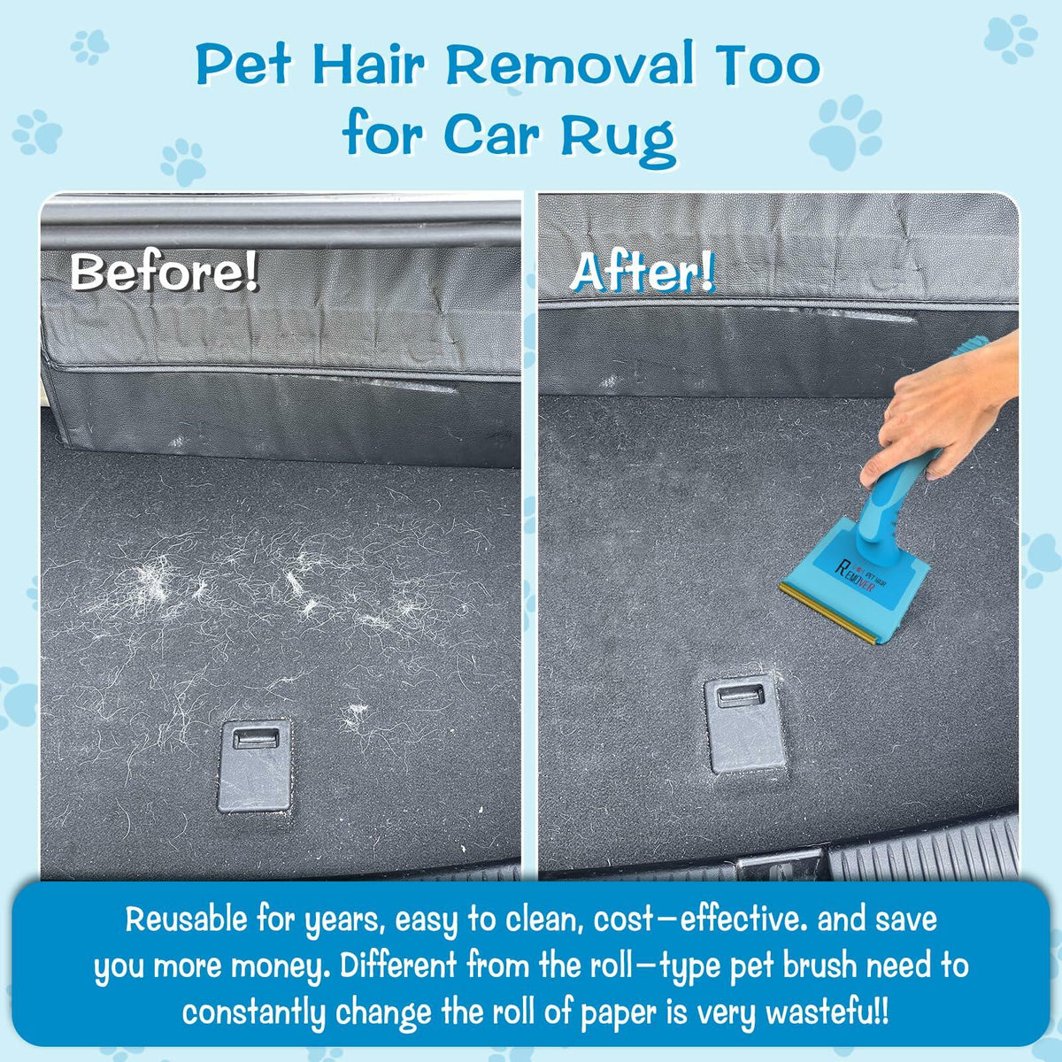 LVHATN 6IN1 Pet Hair Remover Tool for Car Rug Couch Furniture 8.27in
