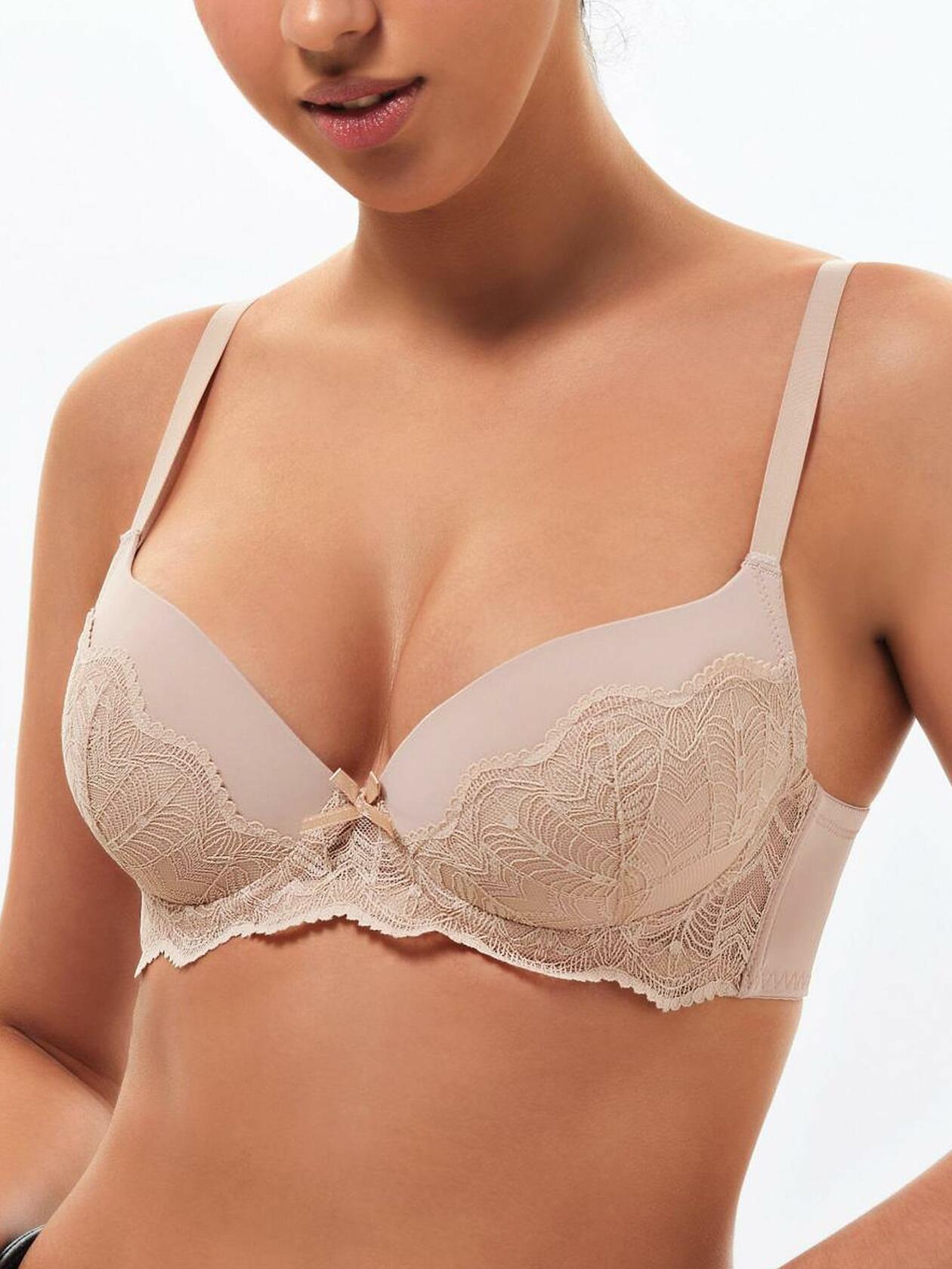IHOIU Women's Lace Push Up Bra Padded Underwire Plunge Black Size 36C