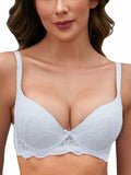 IHOIU Women's Lace Push Up Bra Padded Underwire Convertible White Size 38B