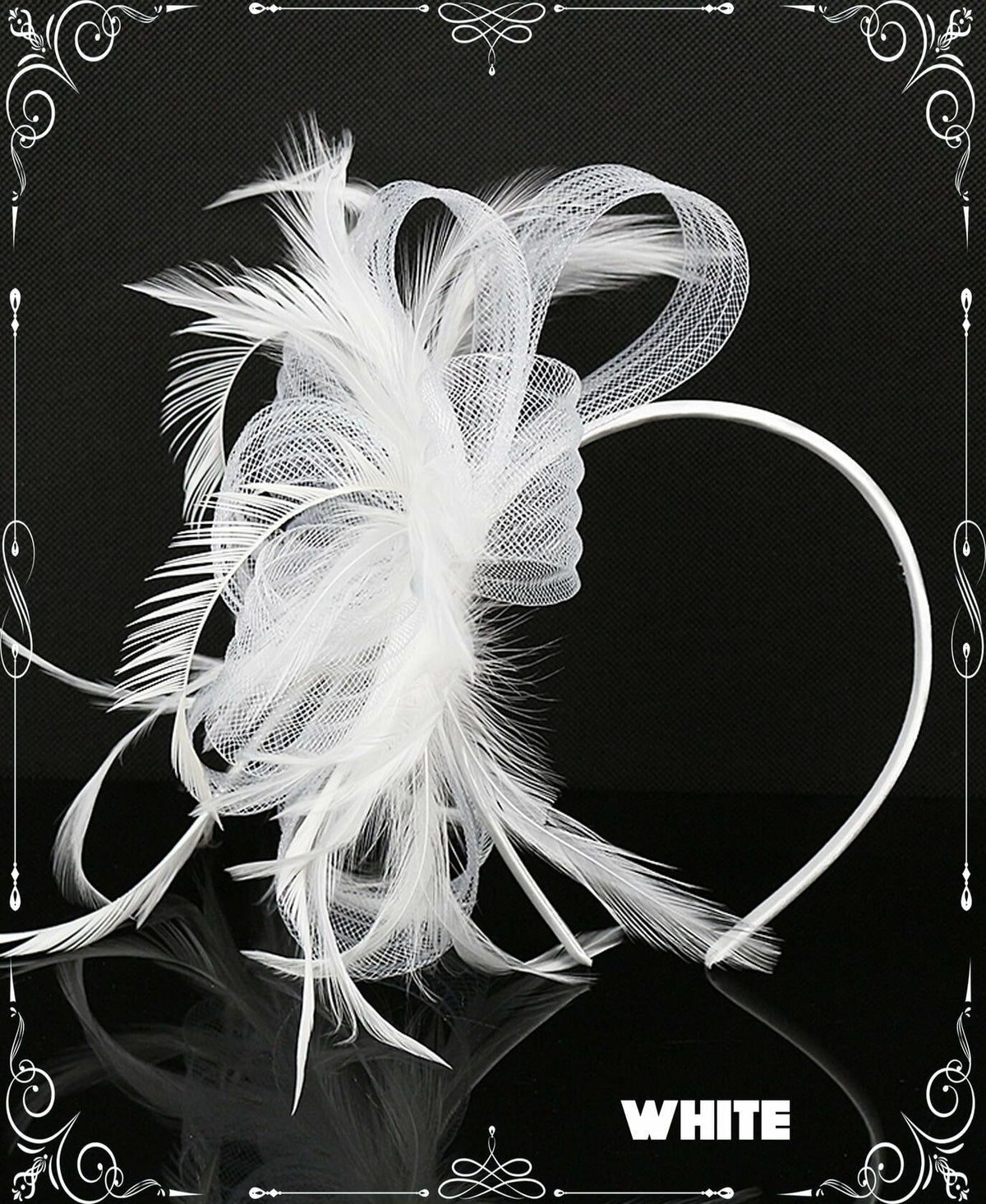 Kidukso Derby Hat Vintage Fascinator Headband Clip White