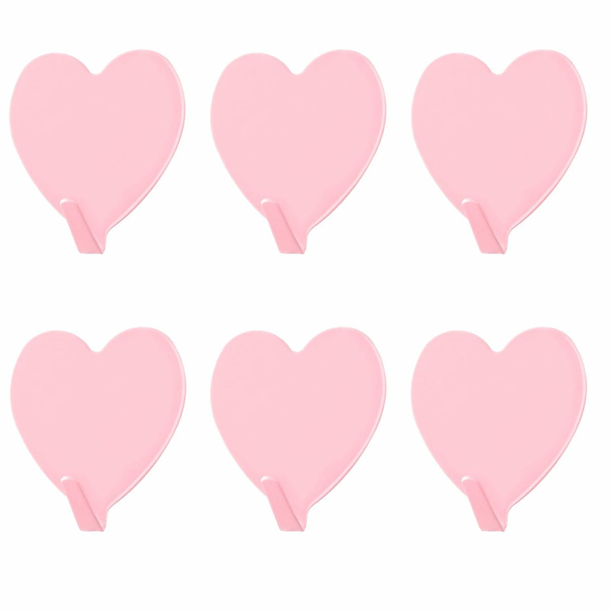 COMNICO 6 Pack Heart Shaped Stainless Steel Adhesive Hooks Silver
