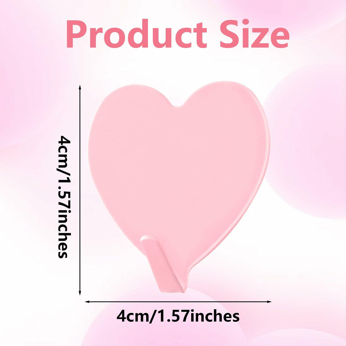 COMNICO 6 Pack Heart Shaped Stainless Steel Adhesive Hooks Silver