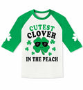 St. Patrick's Day Kids Clover T-Shirt Green White Raglan Top 4T Crewneck