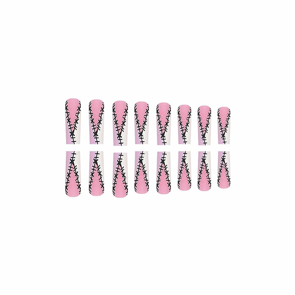 RIICFDD Halloween Fake Nails 24 Pcs Coffin Pink French Tip Ghost Designs