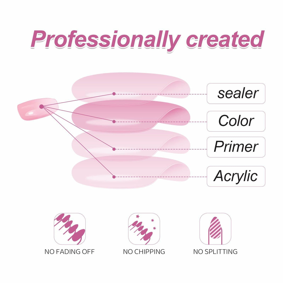RTKHFZE French Tip Pink Long Square Press On Nails 24pcs Flower Rhinestones