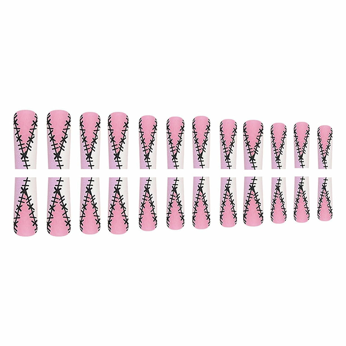 RIICFDD Halloween Fake Nails 24 Pcs Coffin Pink French Tip Ghost Designs