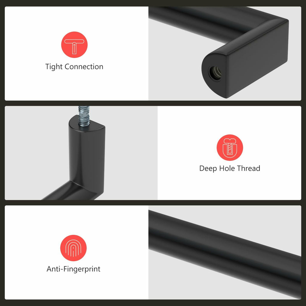 homdiy 25Pack 5in Matte Black Cabinet Handles 128mm Hole Centers