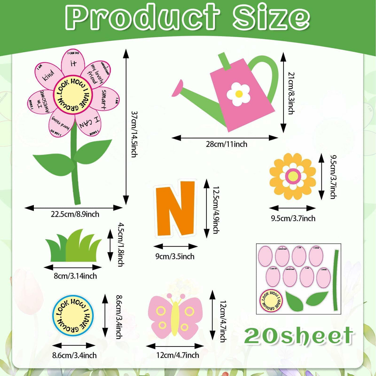 182PCS Spring Bulletin Board Decorations Set Flowers Floral Classroom Decor