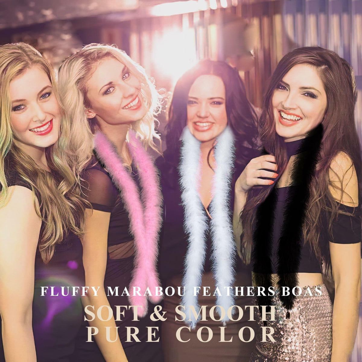 Fluffy Feather Boas with Body Face Glitter Gel Pink Party Favors Decor
