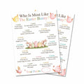 Who Is Most Like The Easter Bunny Game Cards Watercolor Eggs Flowers Set 20