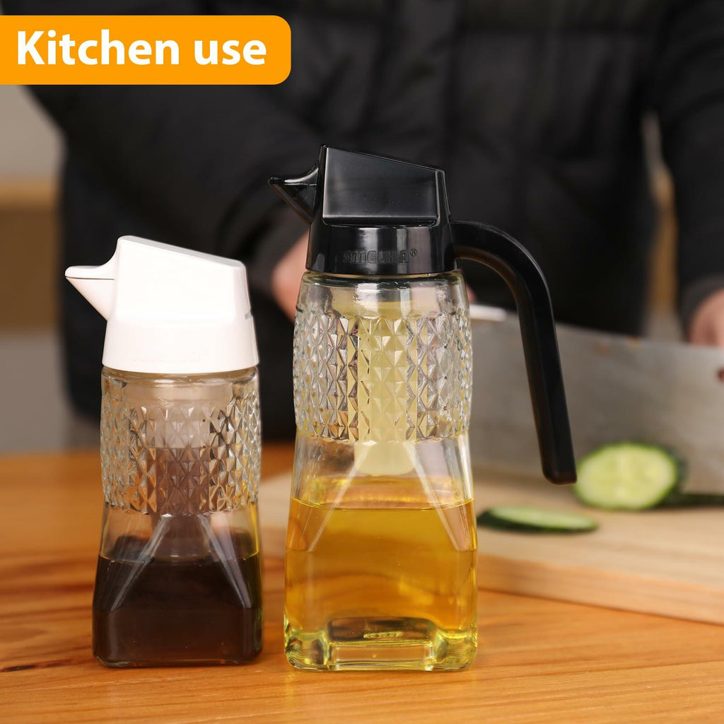 SMELHA Glass Olive Oil Dispenser Vinegar Bottle 9.2oz 270ml BPA Free Leakproof