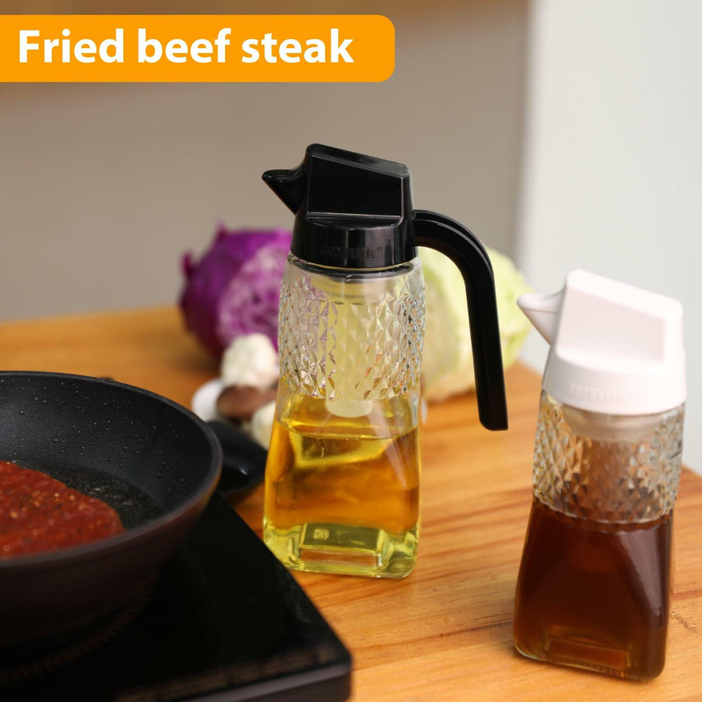 SMELHA Glass Olive Oil Dispenser Vinegar Bottle 9.2oz 270ml BPA Free Leakproof