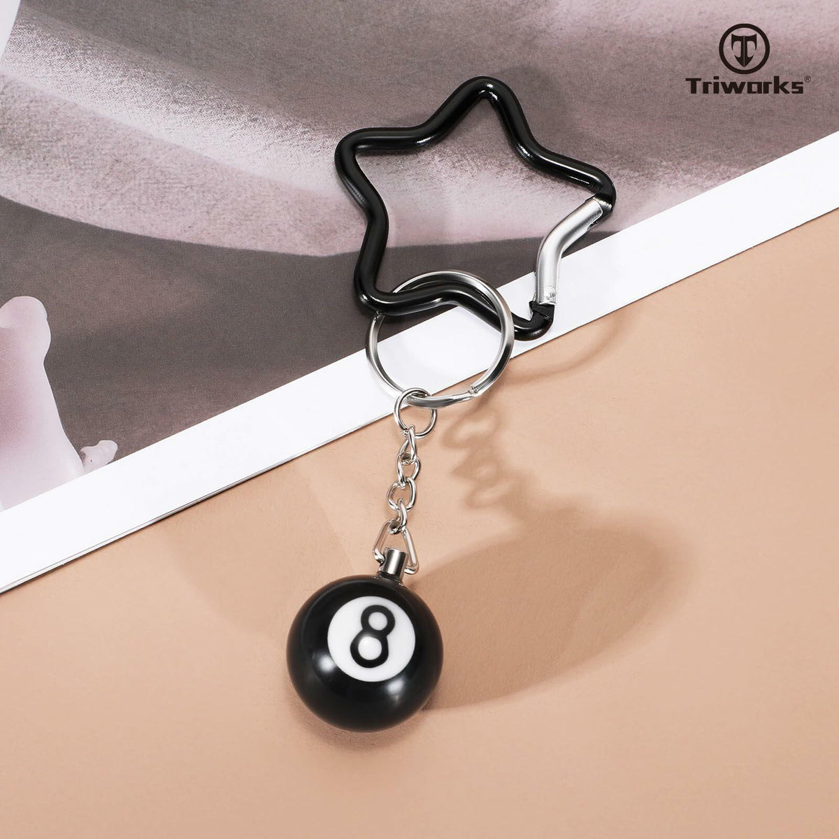 TRIWORKS Keychain Star Heart Pink Butterfly 8 Ball Dice Strawberry Charm