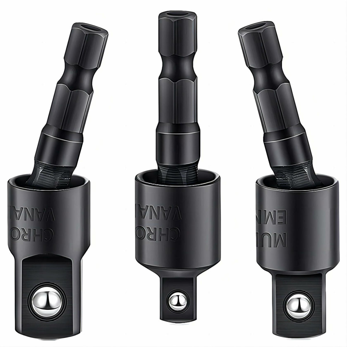 3Pcs Socket Adapter Set 1/4" 3/8" 1/2" Rotatable Impact Grade Drill Bits